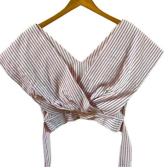 The Sang Striped Waist Tie Top in White and Pink M NWOT - Picture 1 of 11